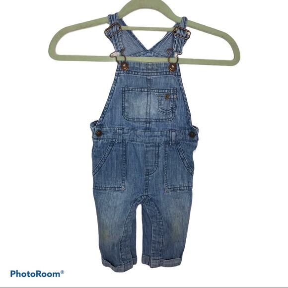Genuine Kids OshKosh Striped Denim Overalls - Picture 1 of 8